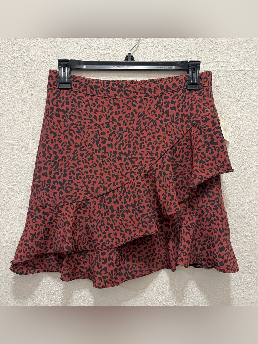 Altar'd State Wine and Black Leopard Ruffle Skirt NWT Size M